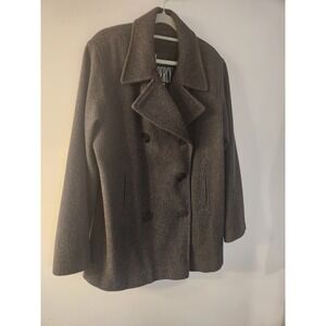 Vtg J Percy 100% Merino Wool Charcoal Grey Pea Coat Womens Size 8